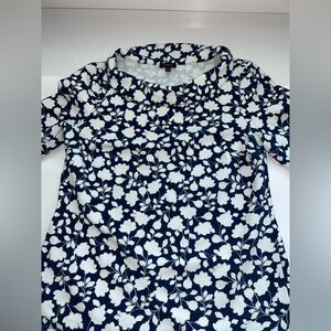 Women(S) Talbots Blue/White 3-Quarter Sleeve Top w/Peter Pan Collar